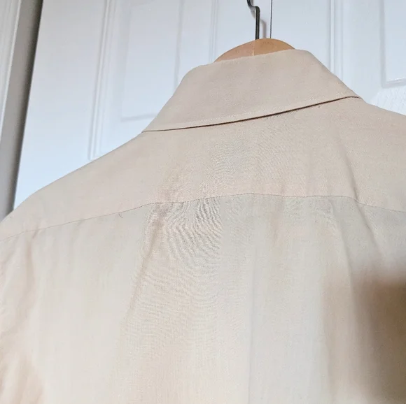 Vtg Beige Short Sleeve Shirt. Men's Size L fit. - Picture 8 of 15